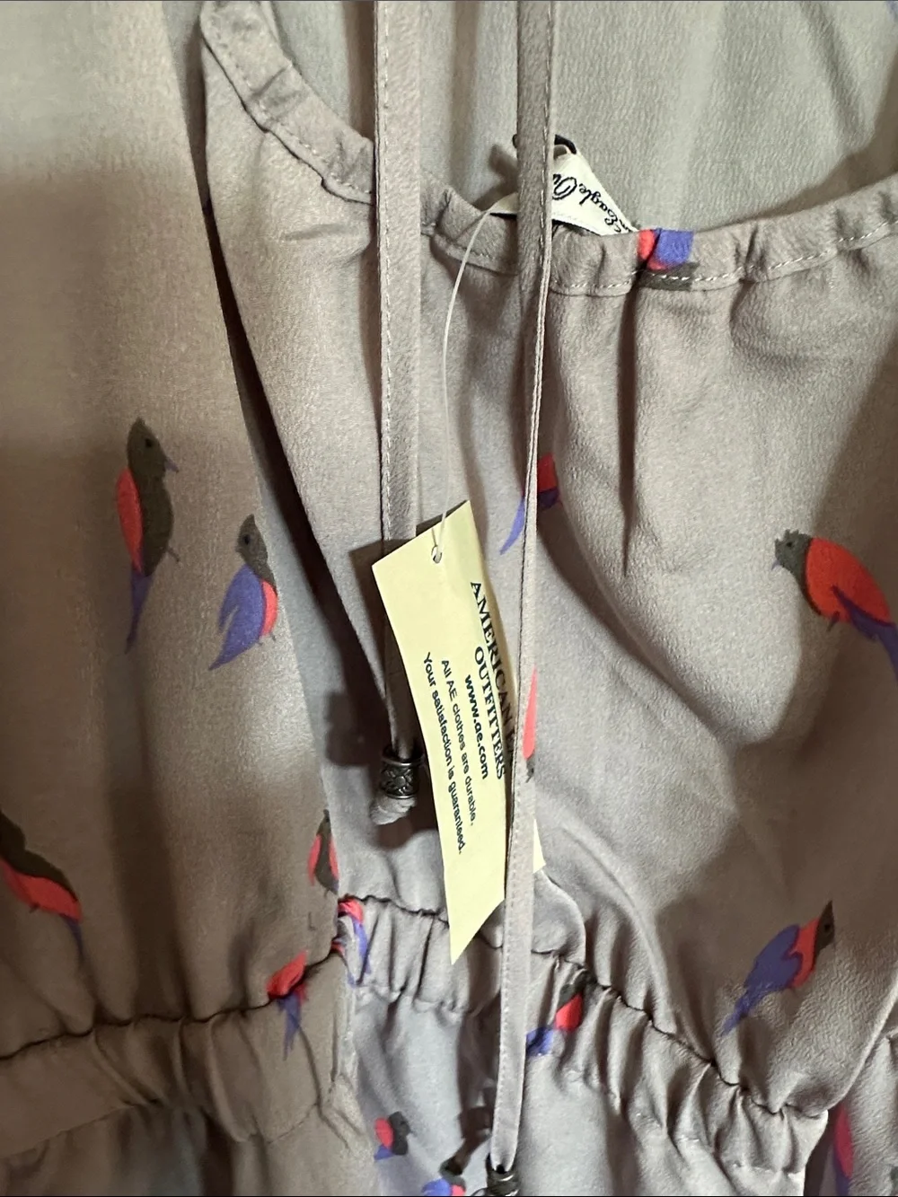 American Eagle Bird Pattern Sundress in Mauve- NWT Size M
